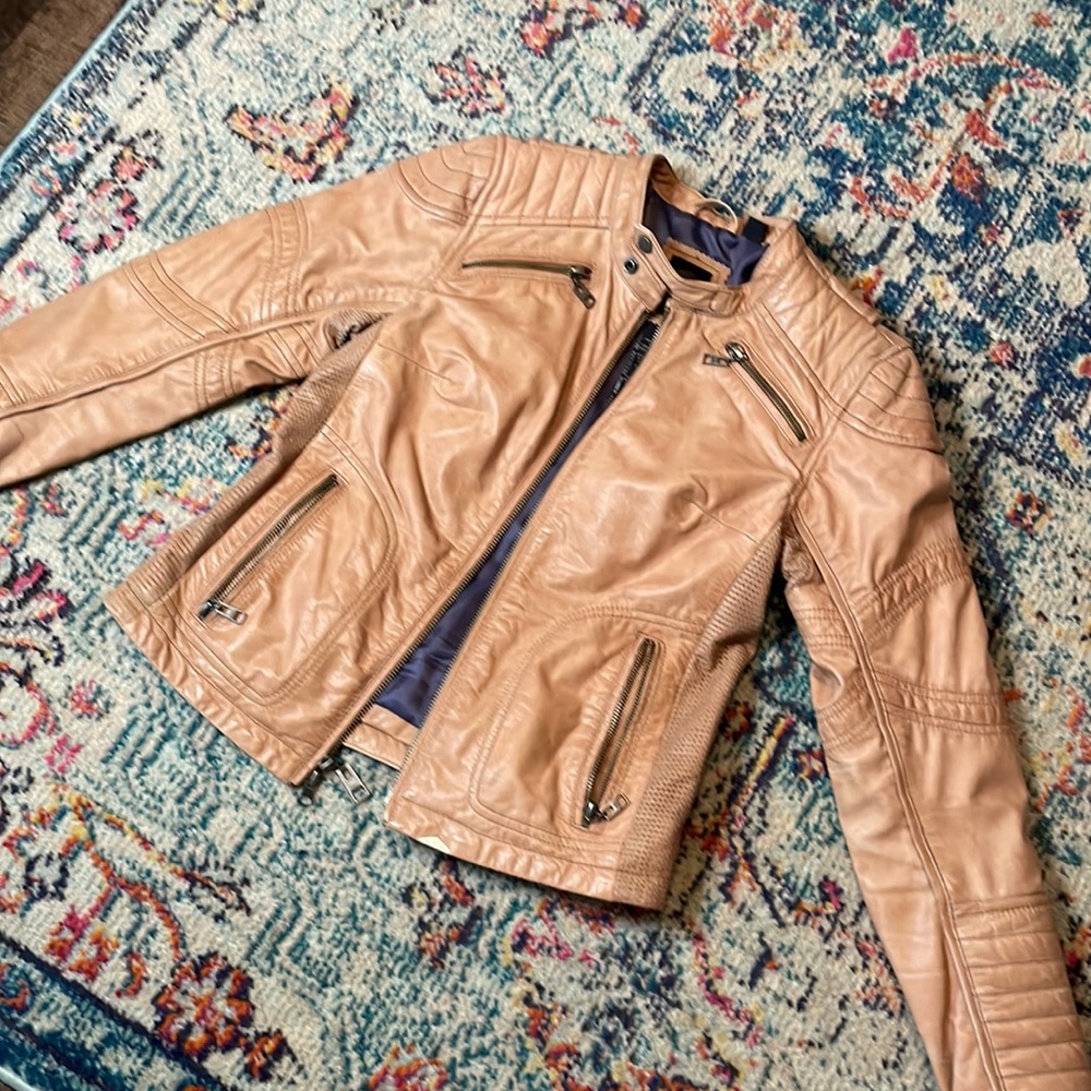 Tan Leather Harley Davidson riding jacket